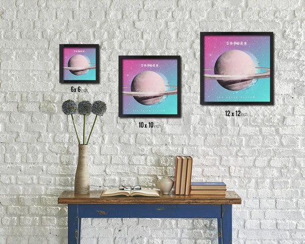 Saturn Planet Colorful Prints Watercolor Solar System Framed Print Home Decor Wall Art Gifts