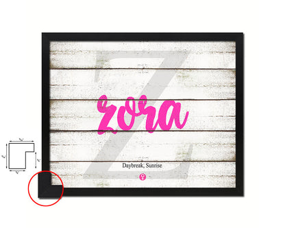 Zora Personalized Biblical Name Plate Art Framed Print Kids Baby Room Wall Decor Gifts