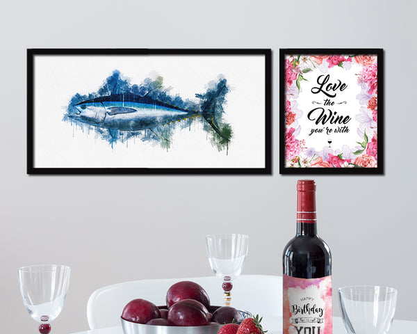 Bigeye Fish Art Wood Frame Modern Restaurant Sushi Wall Decor Gifts, 10" x 20"