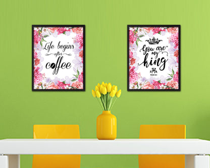 Life begins after coffee Quote Framed Artwork Print Wall Decor Art Gifts