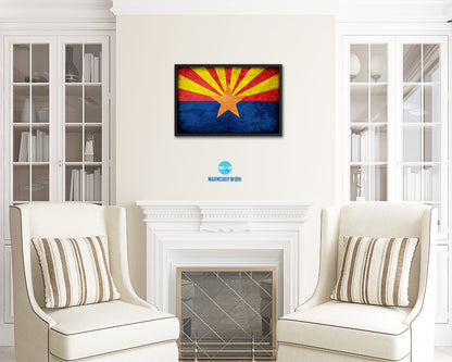 Arizona State Vintage Flag Wood Framed Paper Print Wall Art Decor Gifts