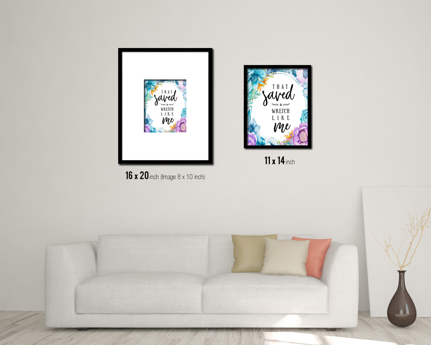 That saved a wretch like me Quote Boho Flower Framed Print Wall Decor Art