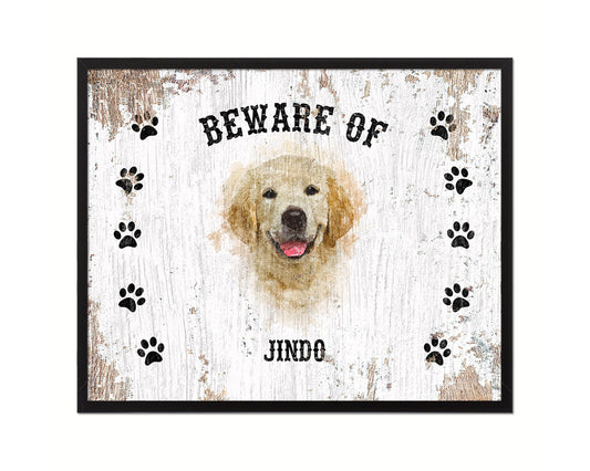 Beware of Jack Russell Terrier Sign Wood Framed Print Wall Art Decor Gifts