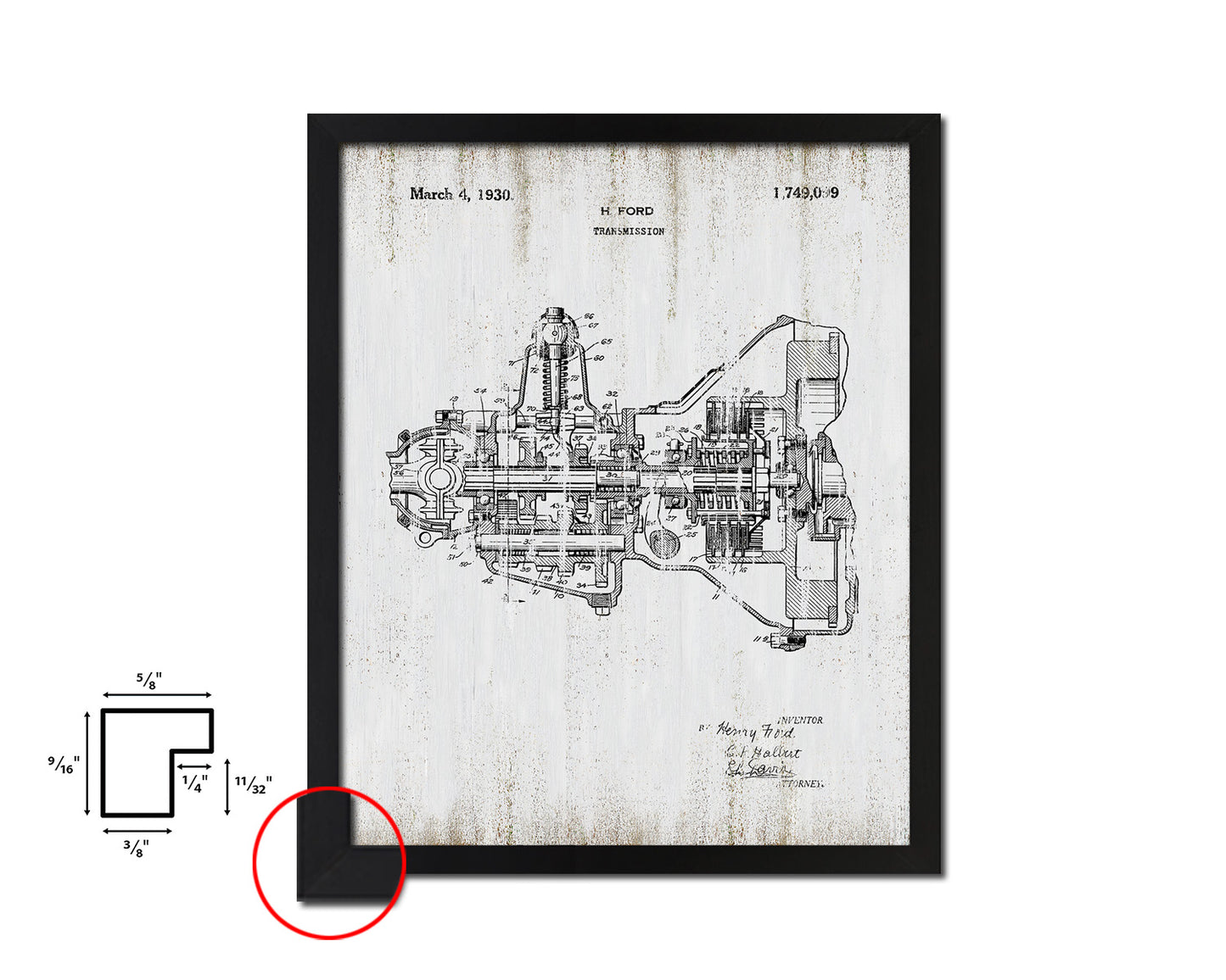 Transmission Car Vintage Patent Artwork Black Frame Print Wall Art Decor Gifts