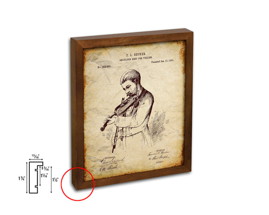 Shoulder Rest for Violins Music Vintage Patent Artwork Walnut Frame Gifts
