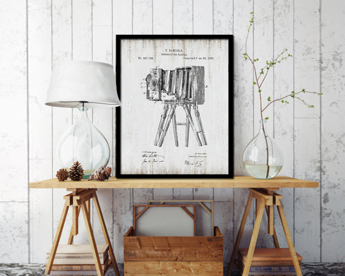 Photographic Camera Vintage Patent Artwork Black Frame Print Wall Art Decor Gifts
