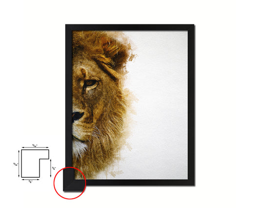 Lion Animal Painting Print Framed Art Home Wall Decor Gifts