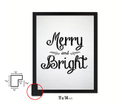 Merry and Bright Holiday Season Gifts Wood Framed Print Home Decor Wall Art