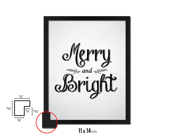 Merry and Bright Holiday Season Gifts Wood Framed Print Home Decor Wall Art