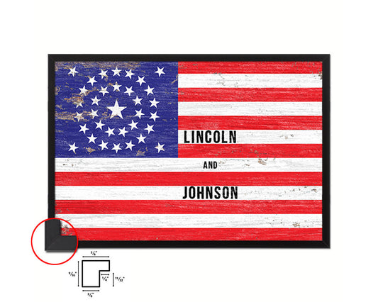 34 Stars Civil War Shabby Chic Military Flag Framed Print Decor Wall Art Gifts