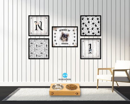 Beware of Chihuahua 3 months Sign Wood Framed Print Wall Art Decor Gifts