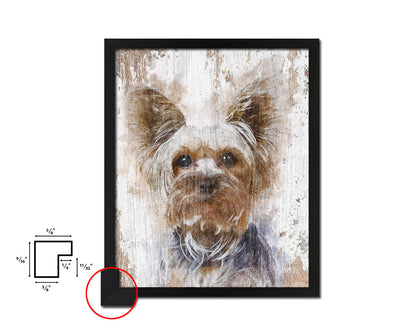 Yorkshire Terrier Dog Puppy Portrait Framed Print Pet Watercolor Wall Decor Art Gifts