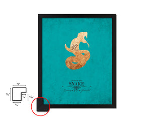 Snake Chinese Zodiac Character Black Framed Art Paper Print Wall Art Decor Gifts, Aqua