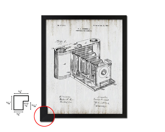 Brownell Photographic Camera Vintage Patent Artwork Black Frame Print Wall Art Decor Gifts