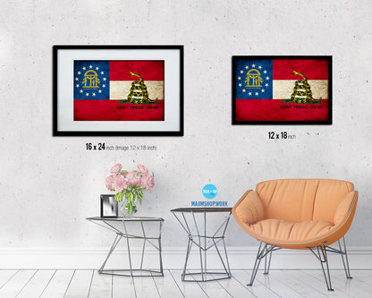 Gadsden Don't Tread On Me Georgia State Vintage Military Flag Framed Print Art