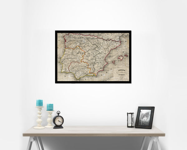 Spain and Portugal Historical Map Framed Print Art Wall Decor Gifts