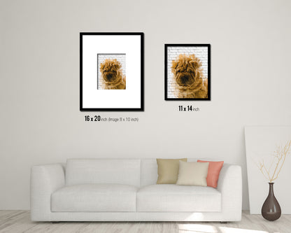 Sharpei Dog Puppy Portrait Framed Print Pet Watercolor Wall Decor Art Gifts