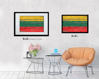 Lithuania Country Wood Rustic National Flag Wood Framed Print Wall Art Decor Gifts