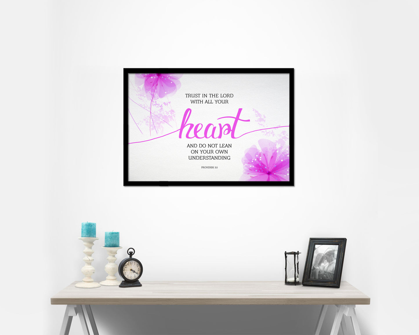 Trust in the Lord with all your Heart, Proverbs 3:5 Bible Verse Scripture Framed Art