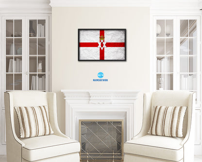 North Irish Ulster City Northern Ireland Country Vintage Flag Wood Framed Prints Decor Wall Art Gifts
