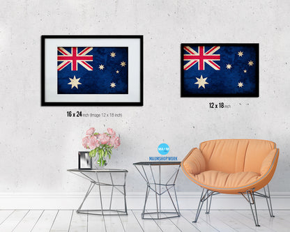 Australia Country Vintage Flag Wood Framed Print Wall Art Decor Gifts