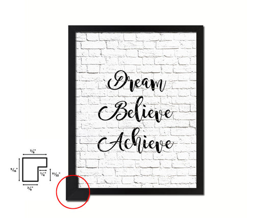 Dream Believe Achieve Quote Framed Print Home Decor Wall Art Gifts