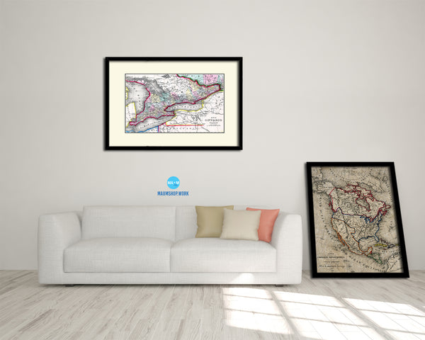 Ontario Canada Old Map Framed Print Art Wall Decor Gifts