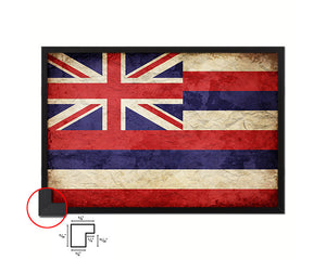 Hawaii State Vintage Flag Wood Framed Paper Print Wall Art Decor Gifts