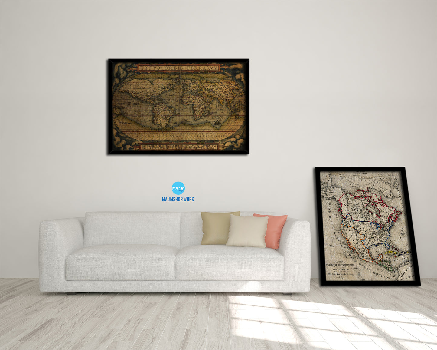 World Ortelius Circa Vintage Map Framed Print Art Wall Decor Gifts
