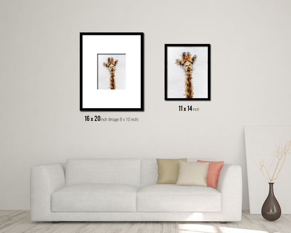 Giraffe Animal Painting Print Framed Art Home Wall Decor Gifts