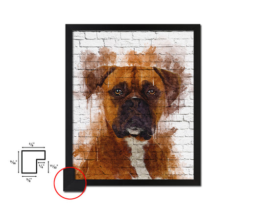 Boxer Dog Puppy Portrait Framed Print Pet Watercolor Wall Decor Art Gifts