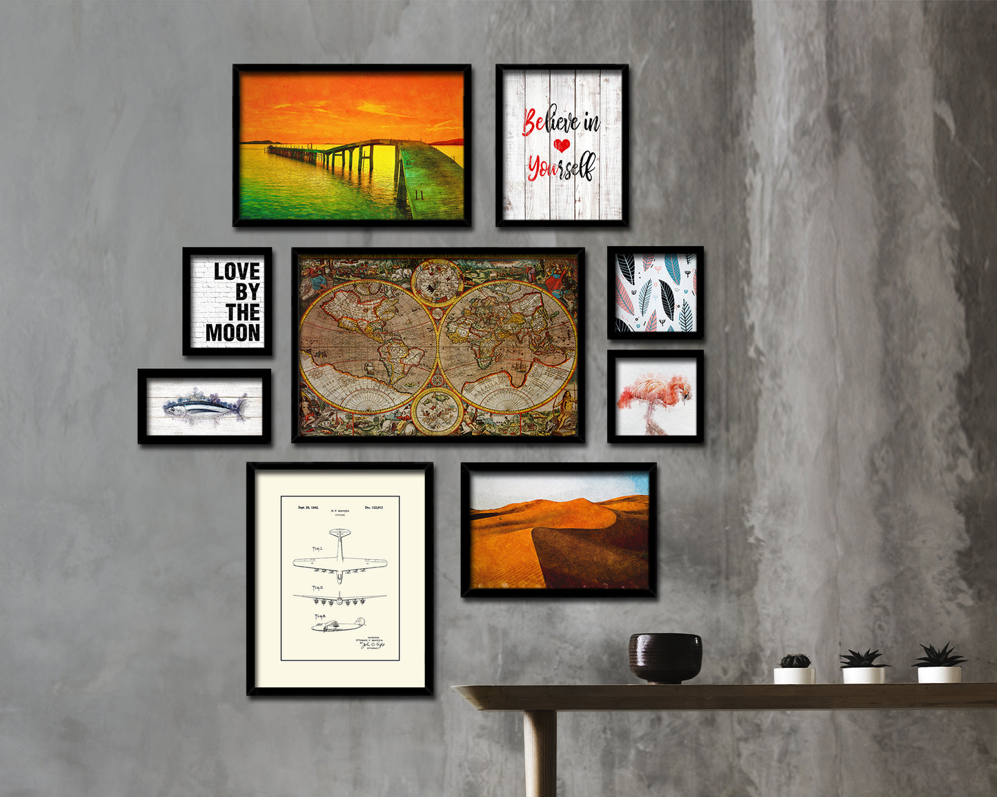 World Historical Map Framed Print Art Wall Decor Gifts