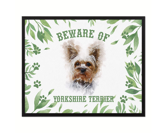Beware of Russell Terrier Sign Wood Framed Print Wall Art Decor Gifts