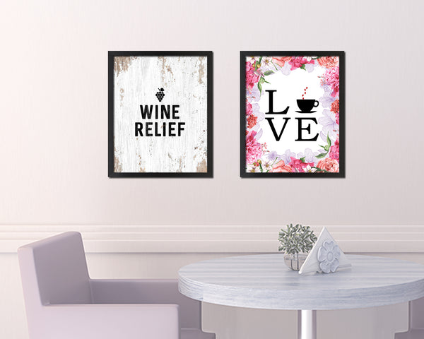 Wine relief Words Wood Framed Print Wall Decor Art Gifts