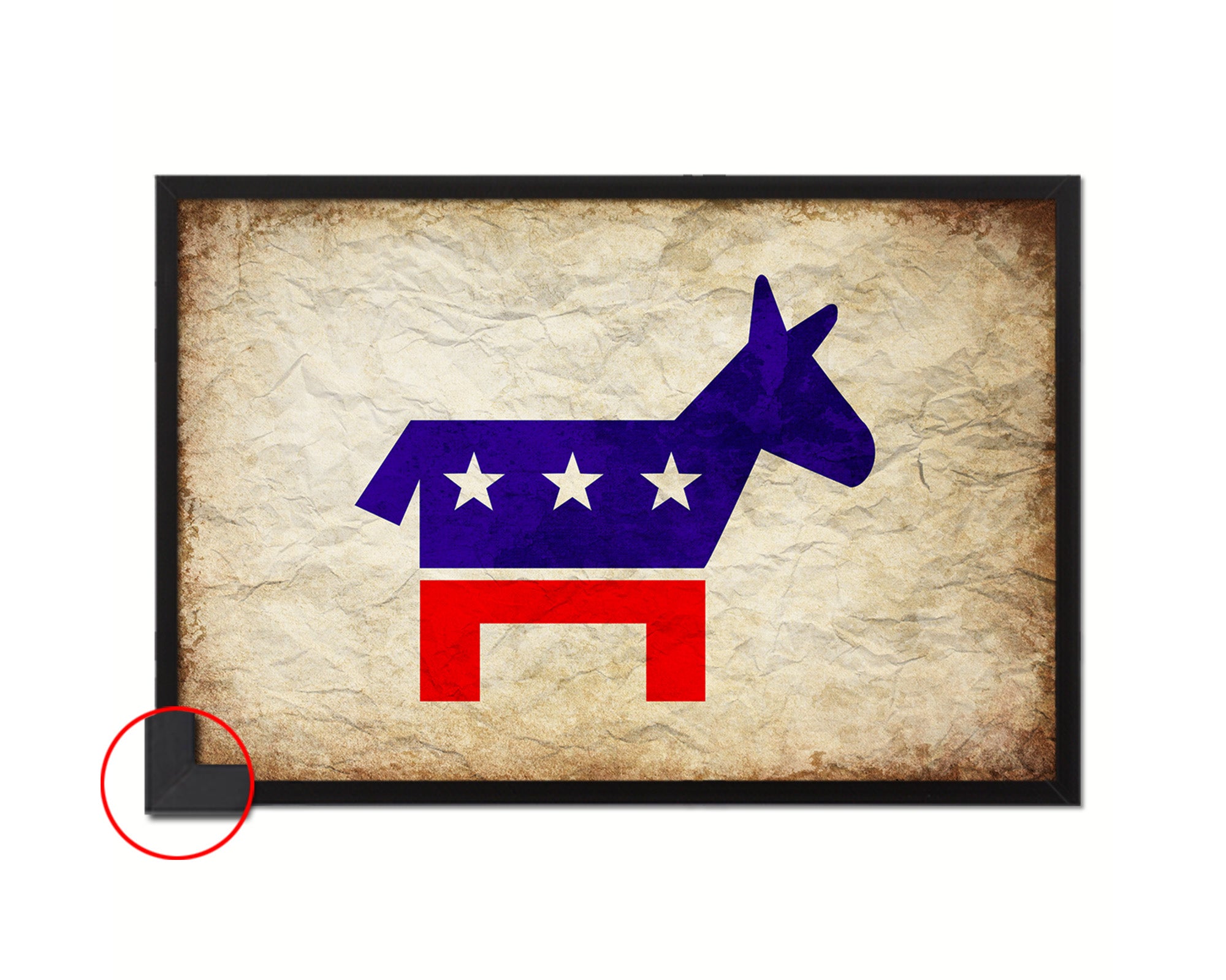 Democratic Party Political Democrat Vintage Military Flag Framed Print Sign Decor Wall Art Gifts