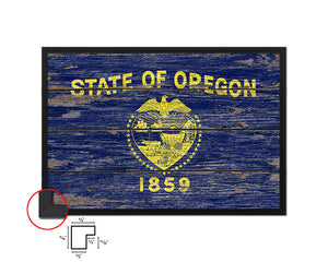 Oregon State Rustic Flag Wood Framed Paper Prints Wall Art Decor Gifts