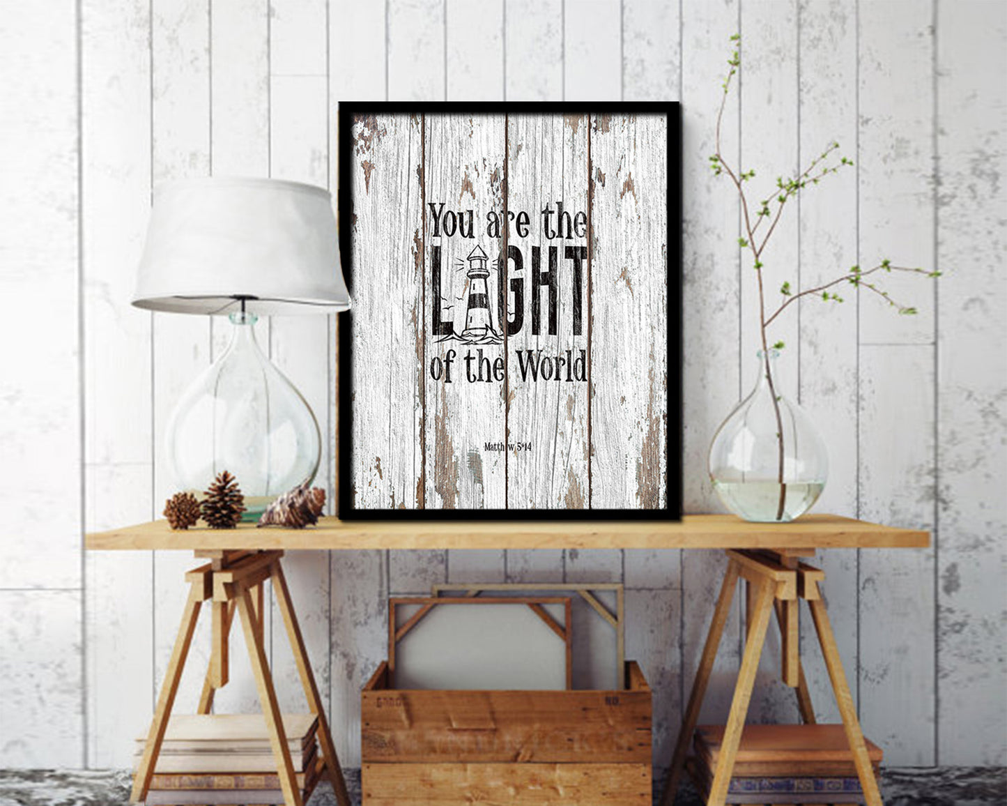 You Are the Light of The World, Matthew 5:14 Quote Framed Print Home Decor Wall Art Gifts