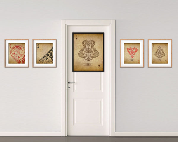 Clover Ace Cards Fine Art Paper Prints Wood Framed Wall Art Decor Gifts