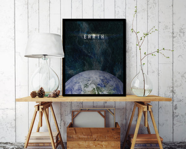 Earth Planet Prints Length of Year Watercolor Solar System Framed Print Home Decor Wall Art Gifts