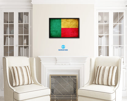 Benin Country Vintage Flag Wood Framed Print Wall Art Decor Gifts