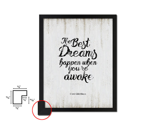 The best dreams happen Quote Wood Framed Print Wall Decor Art