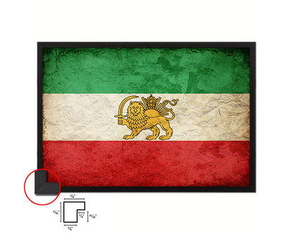 Iran Country Vintage Flag Wood Framed Print Wall Art Decor Gifts