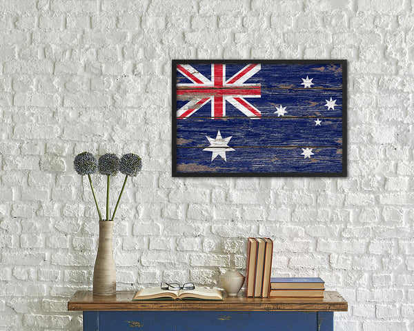 Australia Country Wood Rustic National Flag Wood Framed Print Wall Art Decor Gifts