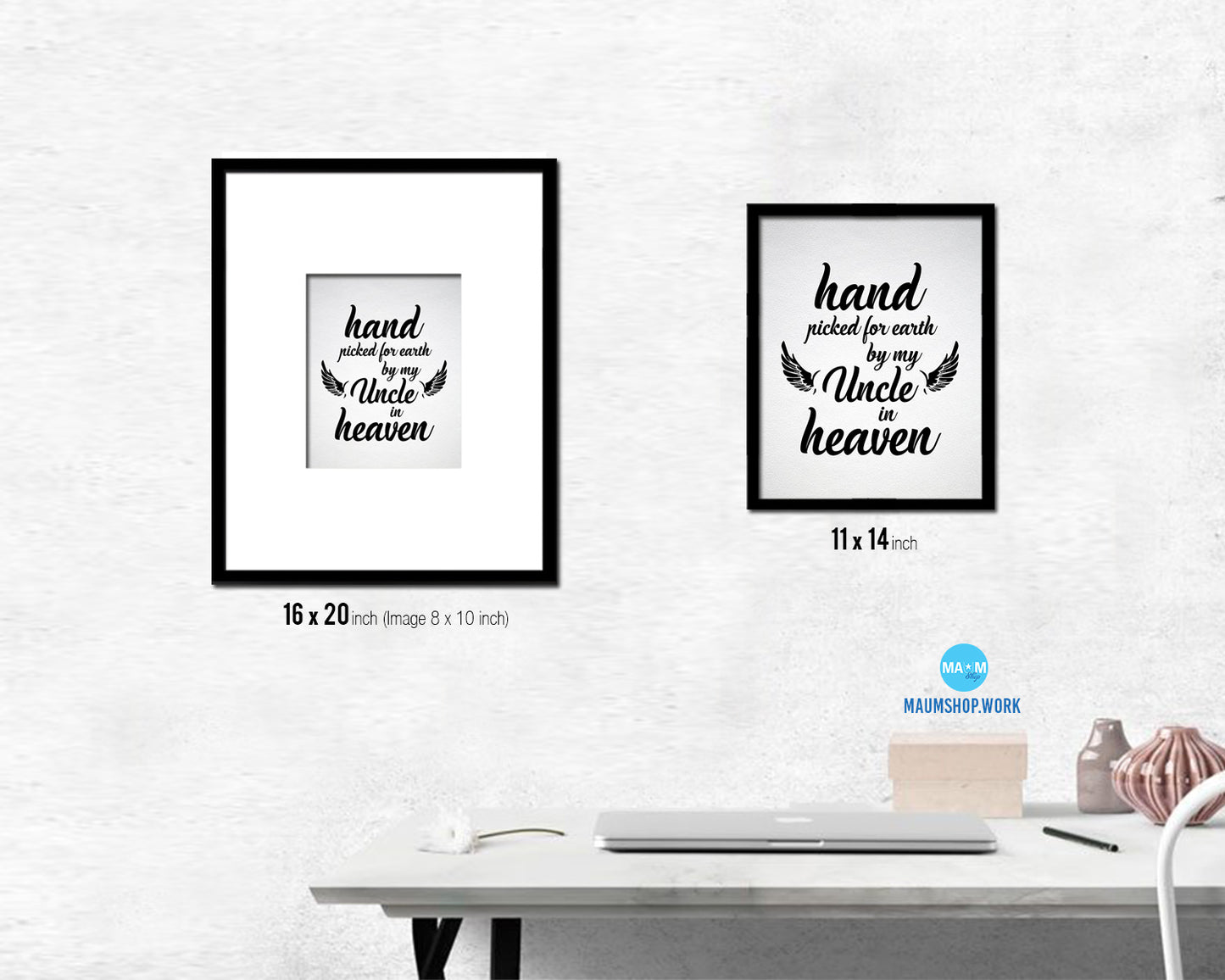 Hand picked for earth by our uncle in heaven Quote Framed Print Wall Art Decor Gifts