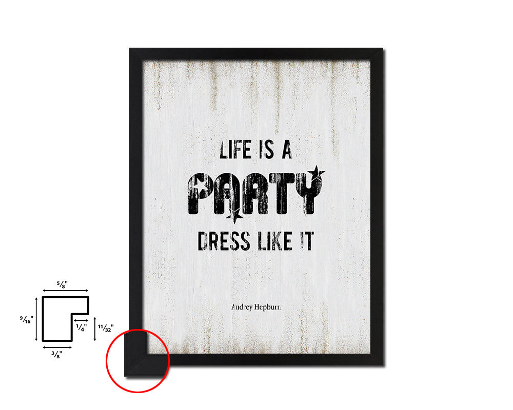 Life is a party dress like it Quote Wood Framed Print Wall Decor Art