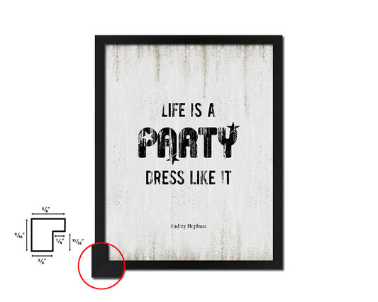 Life is a party dress like it Quote Wood Framed Print Wall Decor Art
