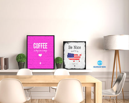 Coffee a hug in a mug Quotes Framed Print Home Decor Wall Art Gifts