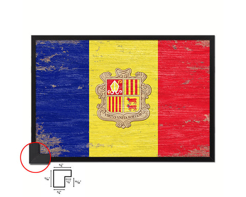 Andorra Shabby Chic Country Flag Wood Framed Print Wall Art Decor Gifts