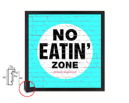 No Eating Zone Shabby Chic Sign Wood Framed Art Paper Print Wall Decor Gifts