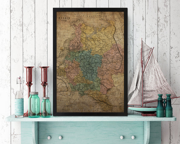 Russia Europe Vintage Map Wood Framed Print Art Wall Decor Gifts